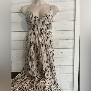 Tan Ruched Tiered Maxi Dress